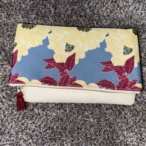 Rachel pally burgundy blue yellow fold over clutch purse